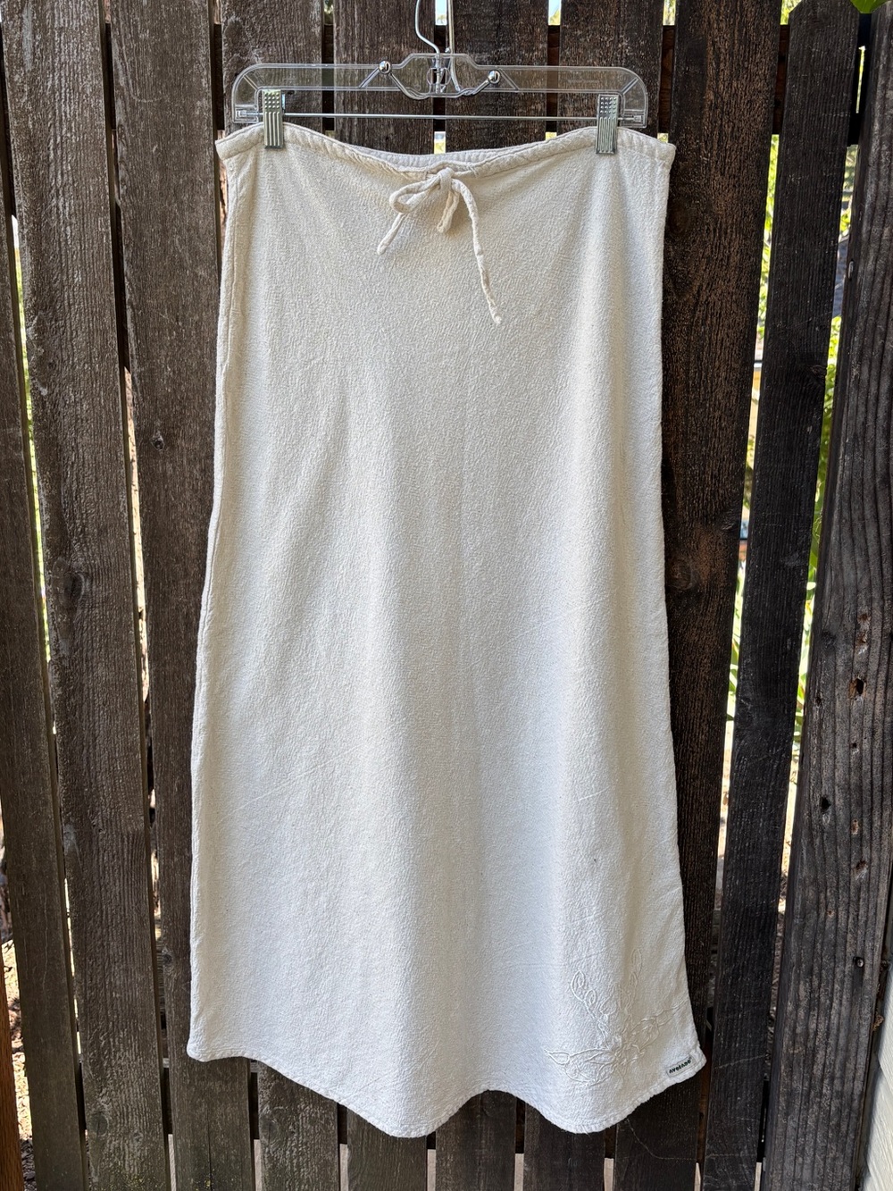 Avocado Tropical Wear Handmade Linen Blend Skirt In Cream Sz XL